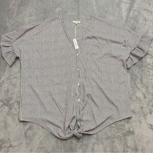 Max Studio Black And White Polka Dot Blouse, Short Sleeve Size 2X New With Tags